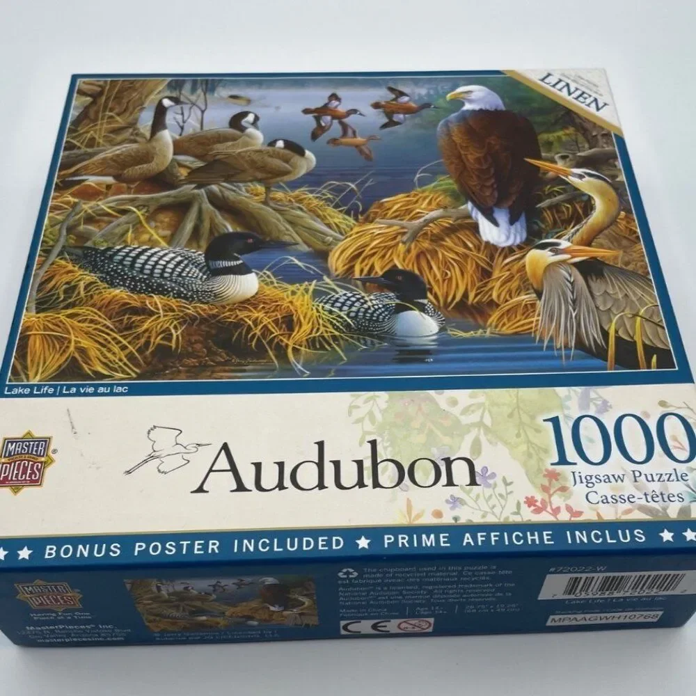 Audubon Lake Life 1000 Piece Jigsaw Puzzle 19.25X26.75 Linen MasterPieces MINT